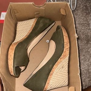 Cole haan, suede peep, toe wedges